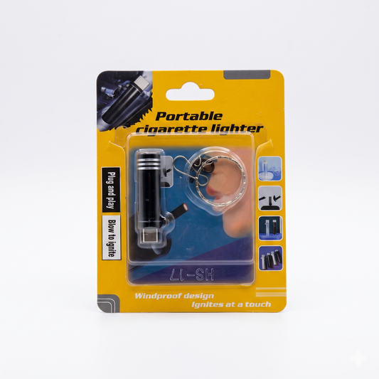 Portable Windproof Electric Cigarette Lighter with Flameless Coil & Keychain Design