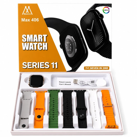 Max 406 Series 11 Smart Watch with 7 Interchangeable Straps | Bluetooth Calling Fitness Smartwatch