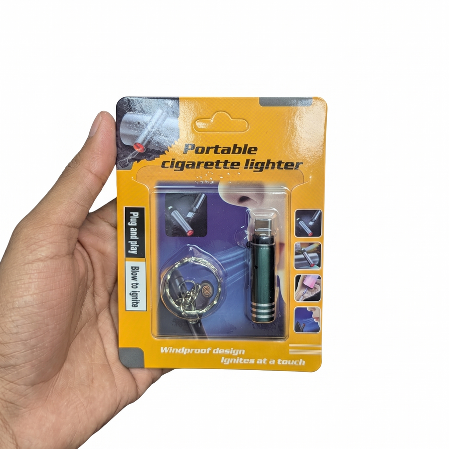 Portable Windproof Electric Cigarette Lighter with Flameless Coil & Keychain Design
