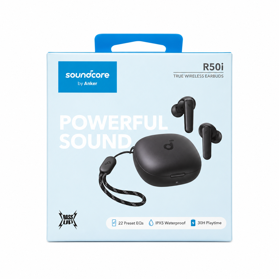 Anker Soundcore R50i True Wireless Earbuds – Bluetooth 5.3, Deep Bass, IPX5 Waterproof, 30H Playtime