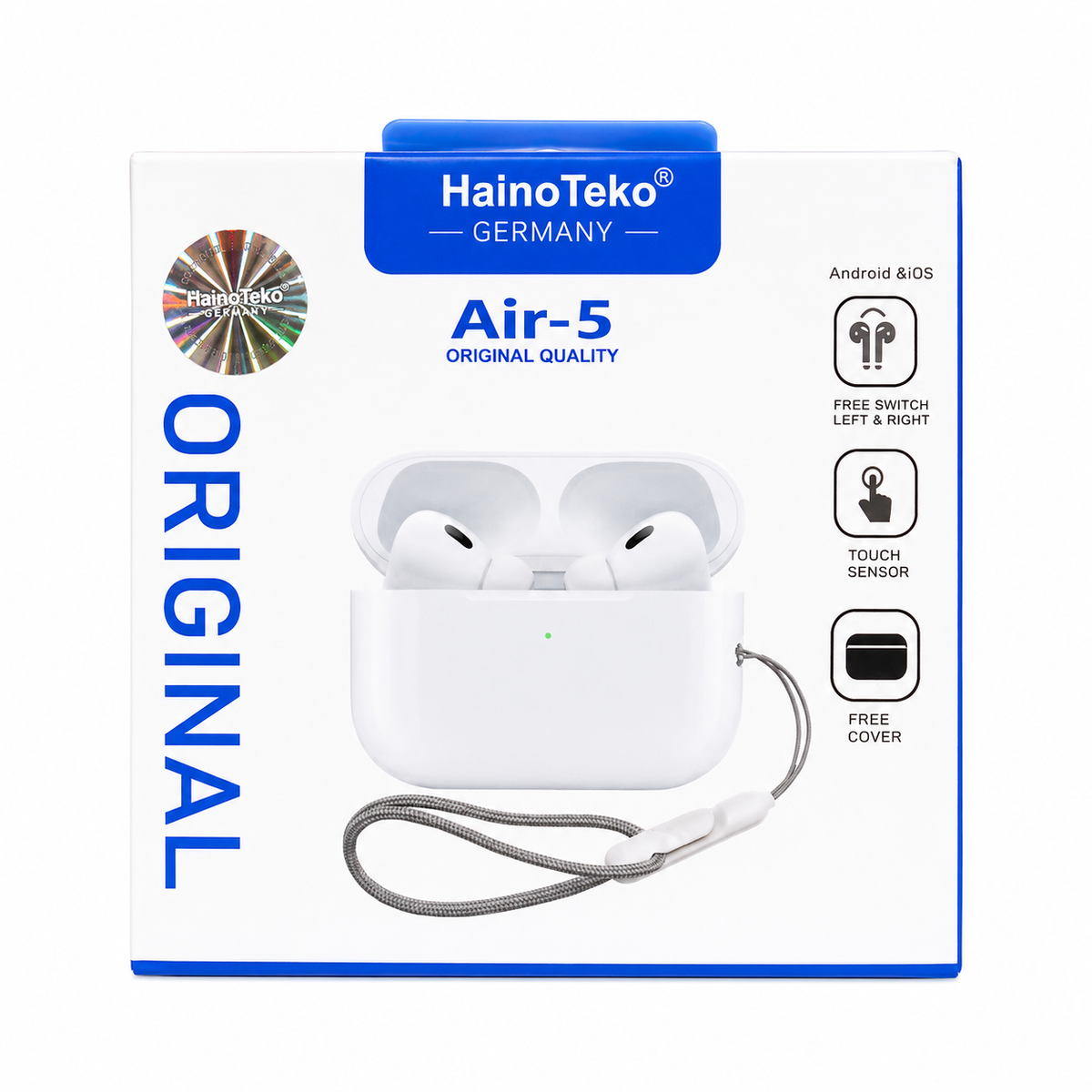 HainoTeko Air-5 Original Quality Wireless Earbuds – Bluetooth Earphones with Touch Control & Charging Case