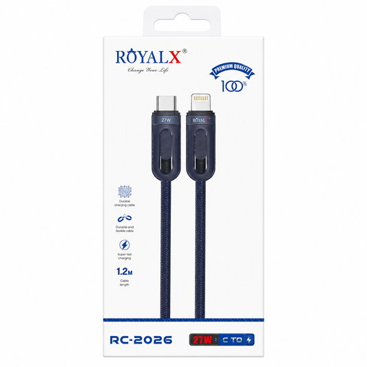 ROYALX RC-2026 USB-C to Lightning Fast Charging Cable 27W – 1.2M for iPhone & iPad