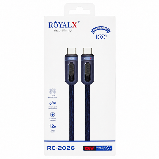 ROYALX RC-2026 120W USB-C to USB-C Fast Charging Cable (1.2M)