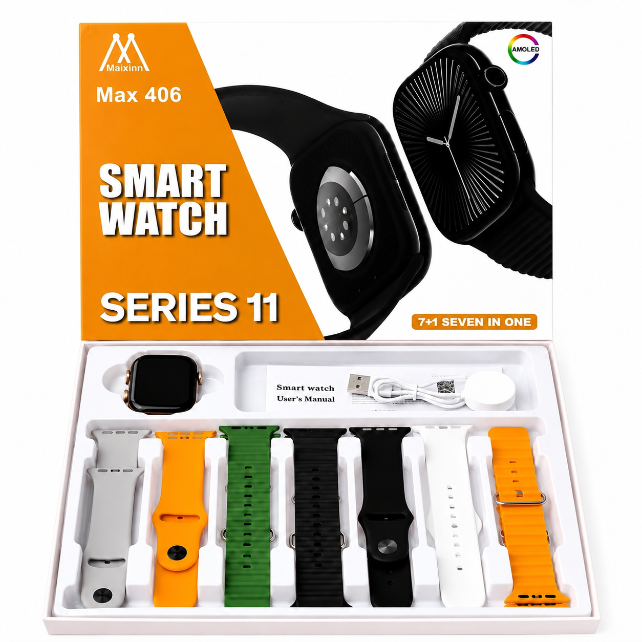 Max 406 Series 11 Smart Watch with 7 Interchangeable Straps | Bluetooth Calling Fitness Smartwatch