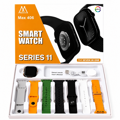 Max 406 Series 11 Smart Watch with 7 Interchangeable Straps | Bluetooth Calling Fitness Smartwatch