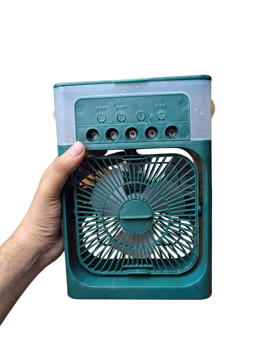 Portable Rechargeable Camping Fan with LED Light, 3-Speed USB Fan
