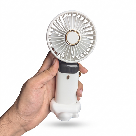 Mini USB Rechargeable Handheld Fan with 3 Speed Levels & Desktop Stand
