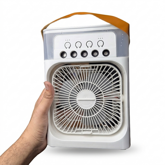 Portable Rechargeable Camping Fan with LED Light, 3-Speed USB Fan