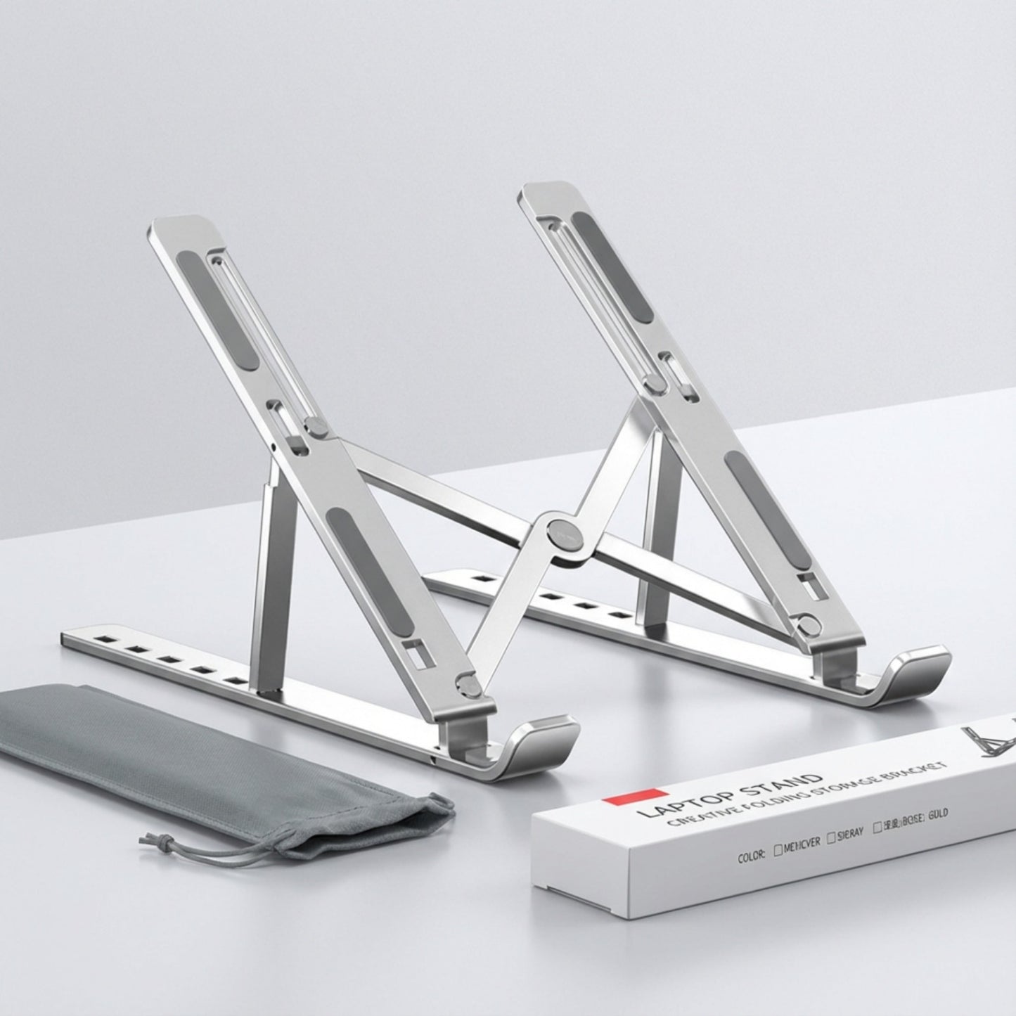 Adjustable Aluminum Laptop Stand | Foldable Portable Laptop Holder for MacBook & Notebooks