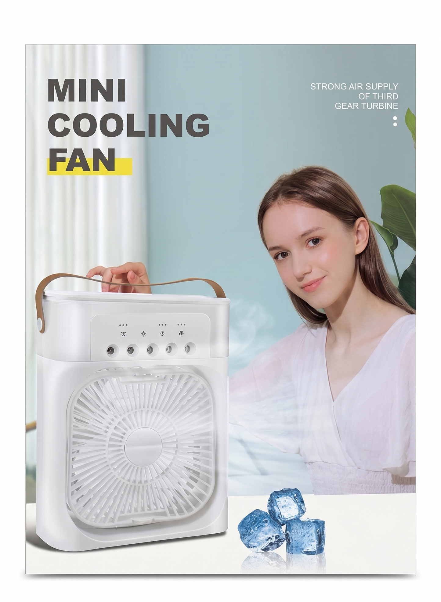 Portable Rechargeable Camping Fan with LED Light, 3-Speed USB Fan