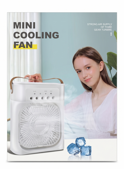 Portable Rechargeable Camping Fan with LED Light, 3-Speed USB Fan