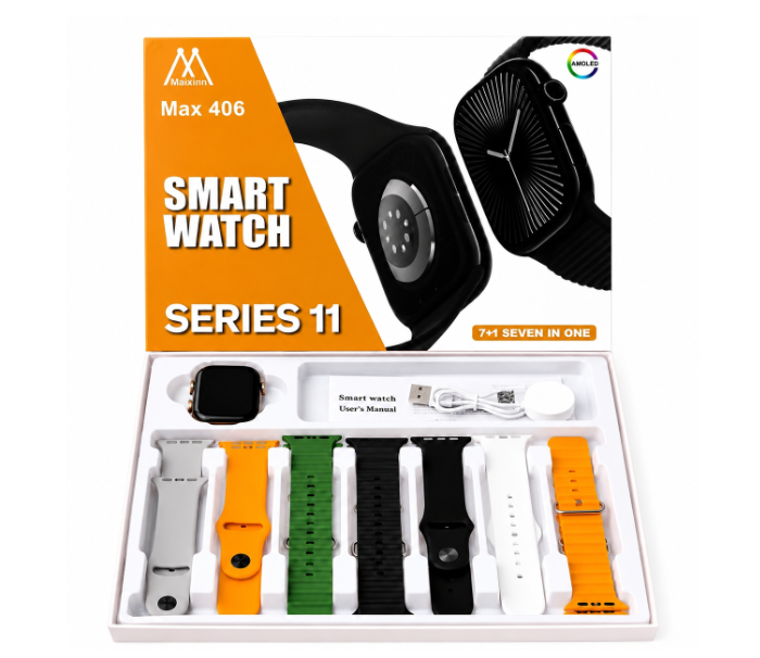 Max 406 Series 11 Smart Watch with 7 Interchangeable Straps | Bluetooth Calling Fitness Smartwatch